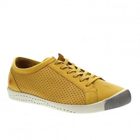 SOFTINO'S by Fly London Yellow Leather Women's Sneakers - Picture 1 of 2